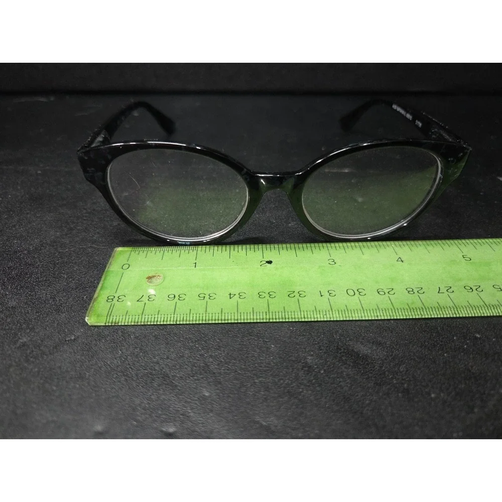 Aldi Blue Floral Round Reading‎ Glasses +2.00 Magnification 51798 Womens Black